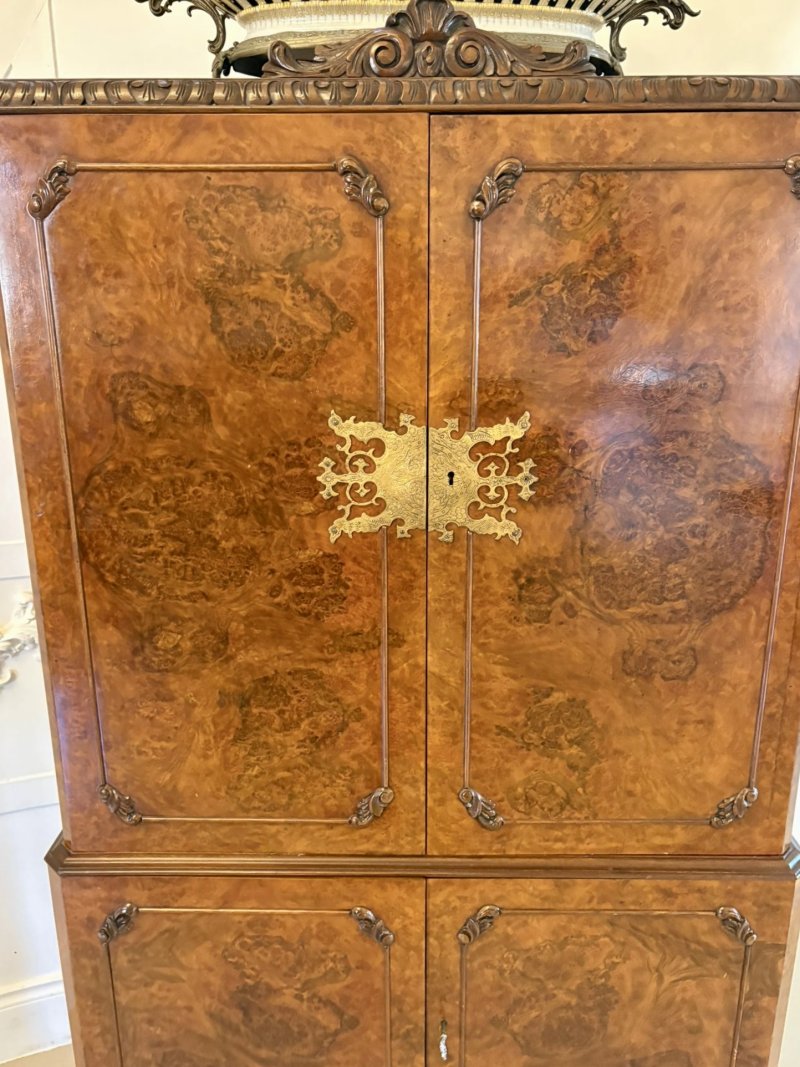 Outstanding Quality Antique Burr Walnut Cocktail Cabinet - Image 12